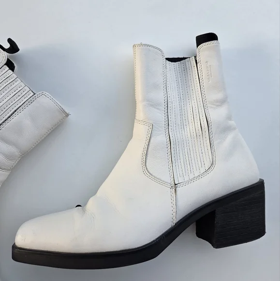 Vagabond Simone White Leather Boots Size 38 Size 8 - Picture 6 of 15